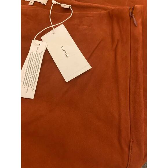 Vince Women's Wide Leg Cropped Lamb Leather Pants Size 8 Dark Brick Rust NWT - Picture 5 of 8